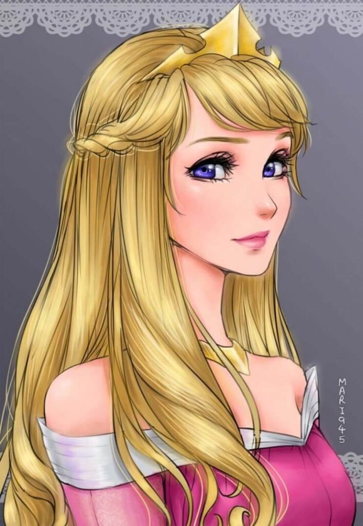 Aurora en versión anime - princesas disney anime